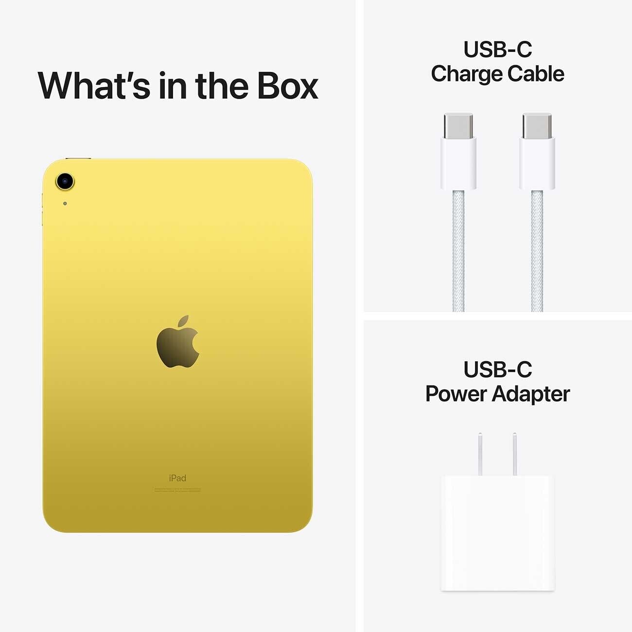 2022 Apple iPad 10th Gen 10.9-inch (Wi-Fi Only/64GB/iPadOS/Yellow/MPQ23LL/A) Grade A