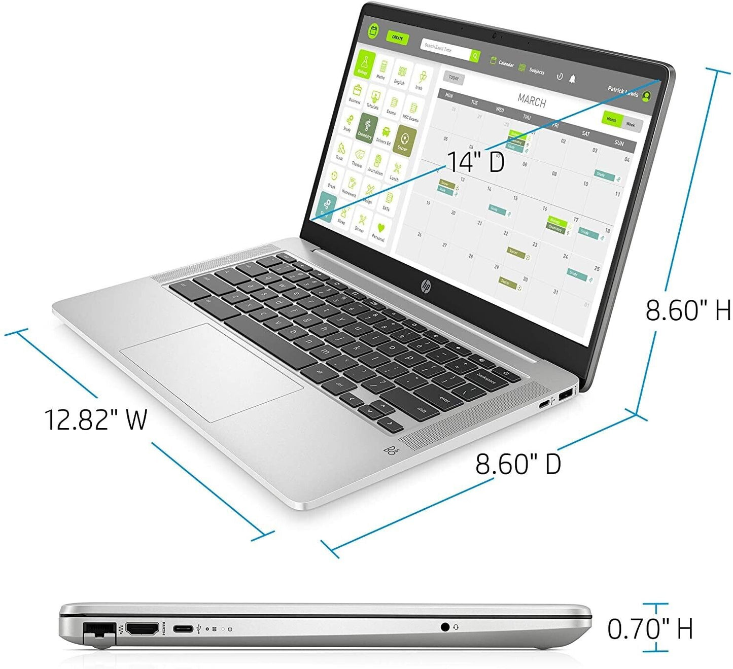 Computadora portátil HP Chromebook 14 2020 (Intel Pentium N5000 de 4 núcleos/4 GB de RAM/Intel HD/64 GB) Grado A
